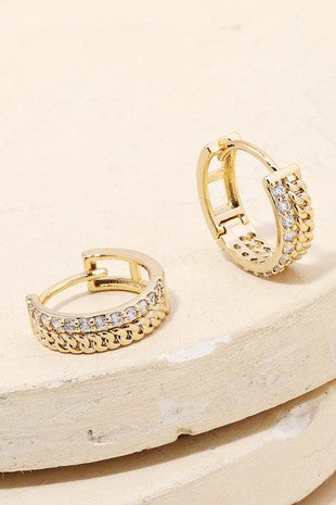 Mini Double Chain Huggie Earrings