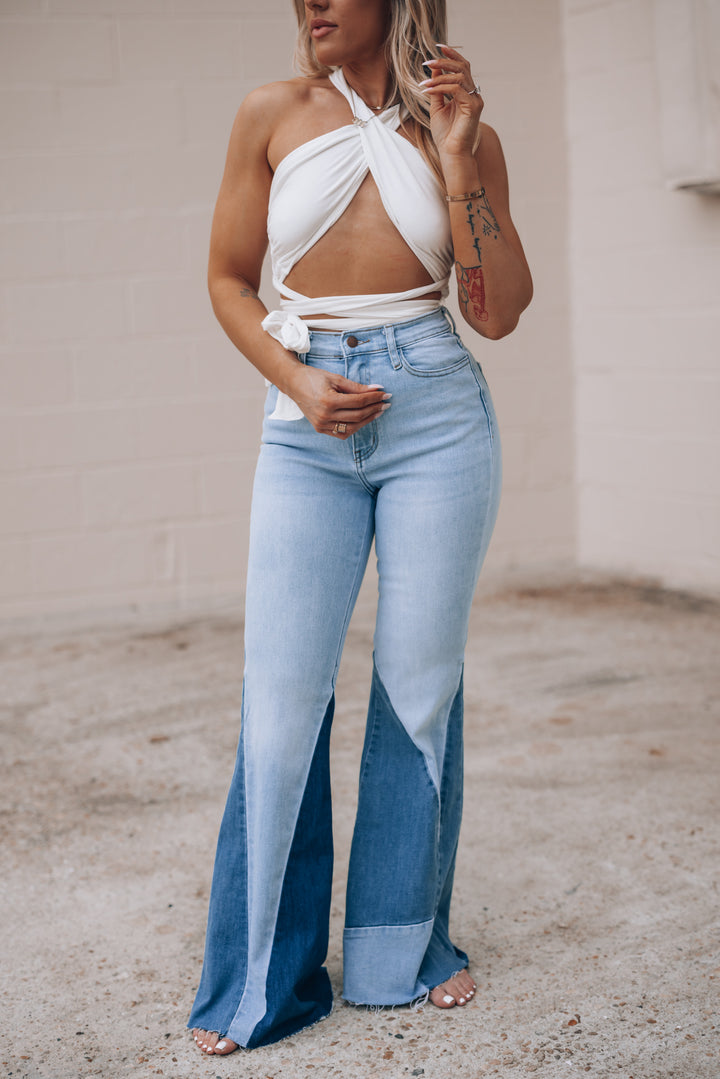 Happy Hour Wrap Crop Top (Off White) FINAL SALE