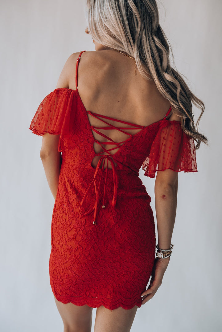 Red Hot Lace Mini Dress FINAL SALE