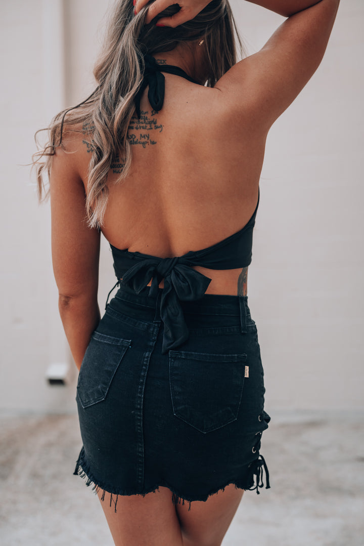 Emi Halter Crop Top (Black) FINAL SALE