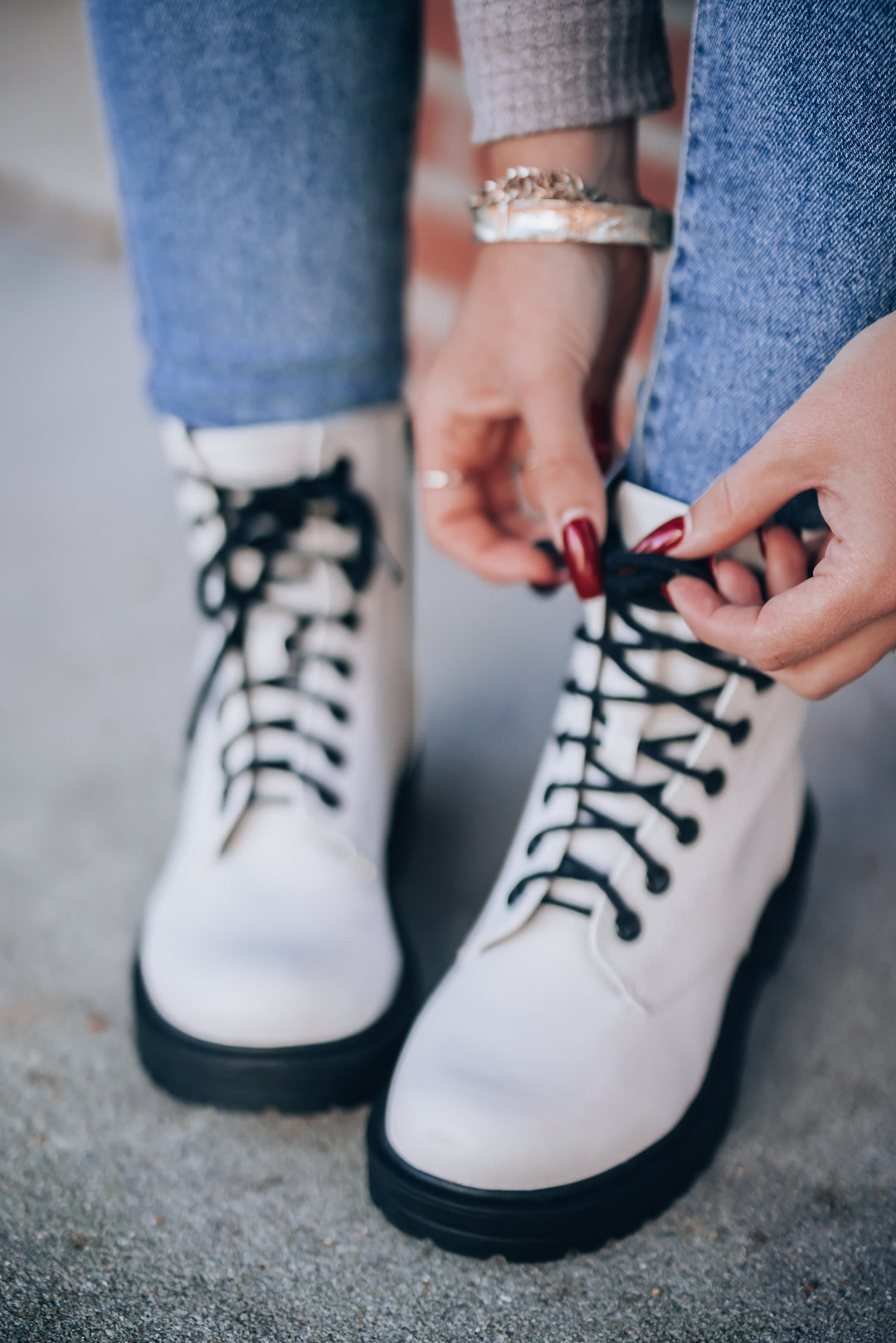 West Combat Boots (White) FINAL SALE