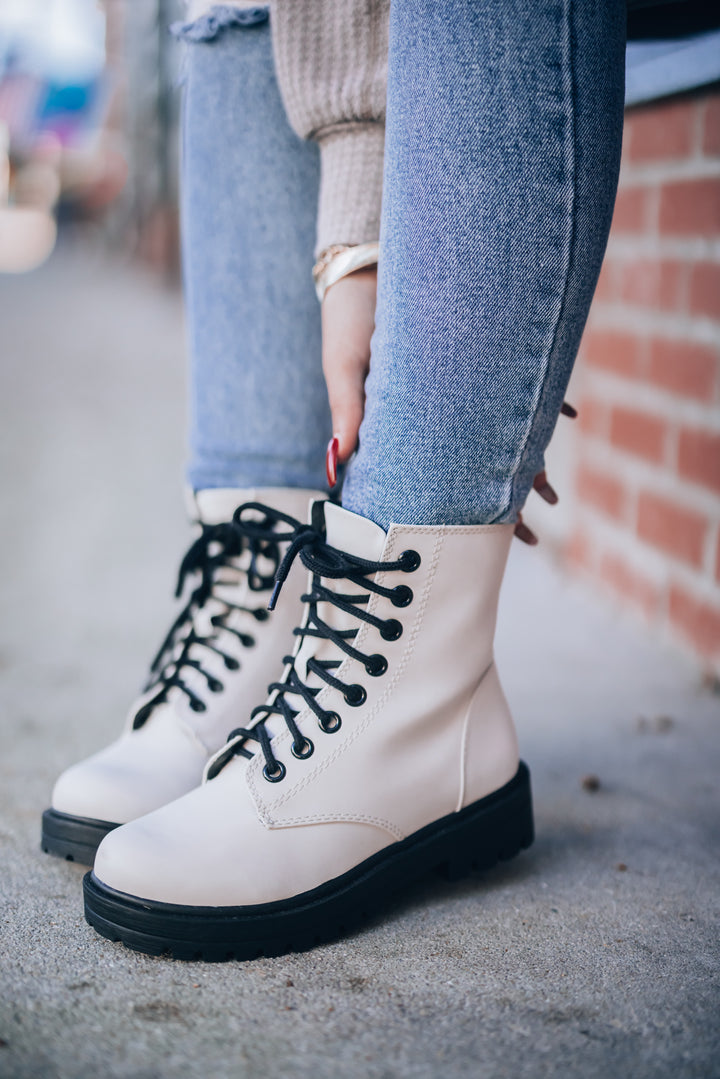 West Combat Boots (White) FINAL SALE