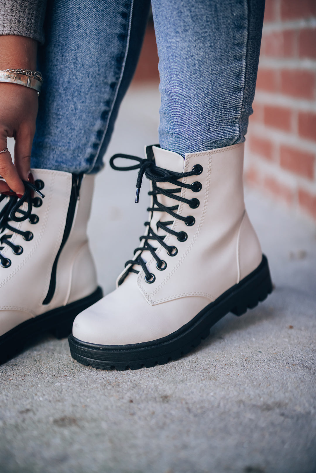 West Combat Boots (White) FINAL SALE