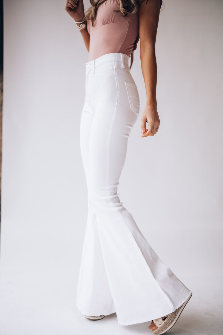 Set In Stone Bell Bottoms (White) FINAL SALE