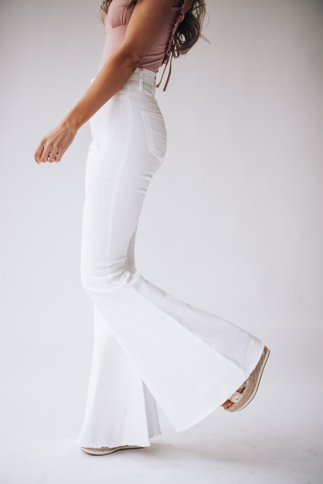 Set In Stone Bell Bottoms (White) FINAL SALE