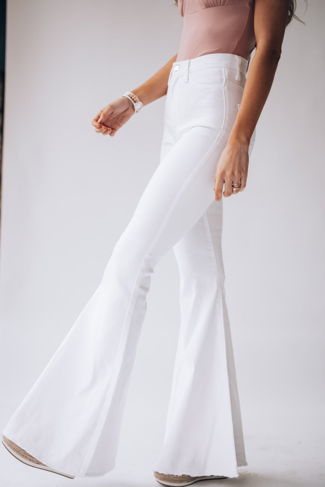 Set In Stone Bell Bottoms (White) FINAL SALE