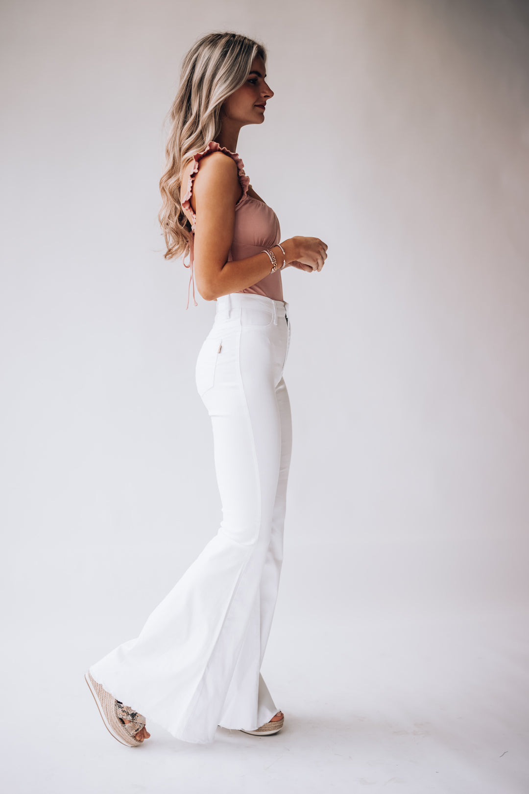 Set In Stone Bell Bottoms (White) FINAL SALE