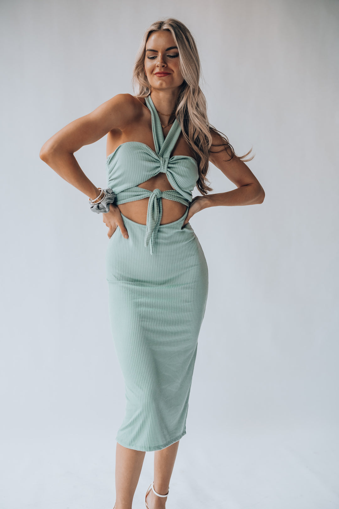 Aloha Ribbed Midi Dress (Sage) FINAL SALE