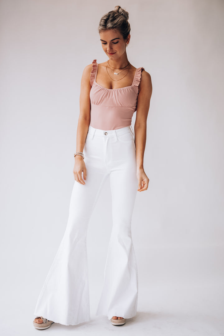 Set In Stone Bell Bottoms (White) FINAL SALE