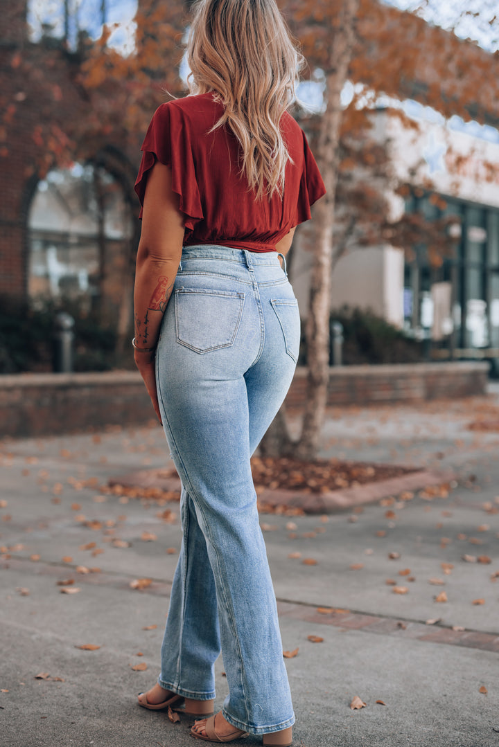 Unconditional Embroidered Bodysuit (Red) FINAL SALE