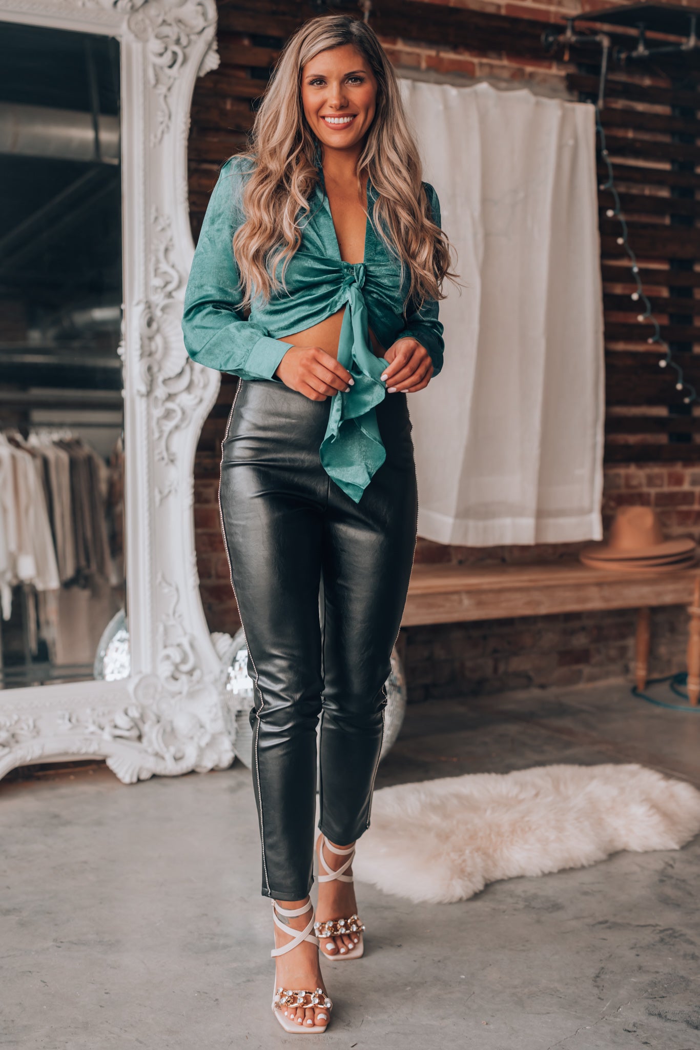 How to Style Faux Leather Leggings - Southern Curls & Pearls
