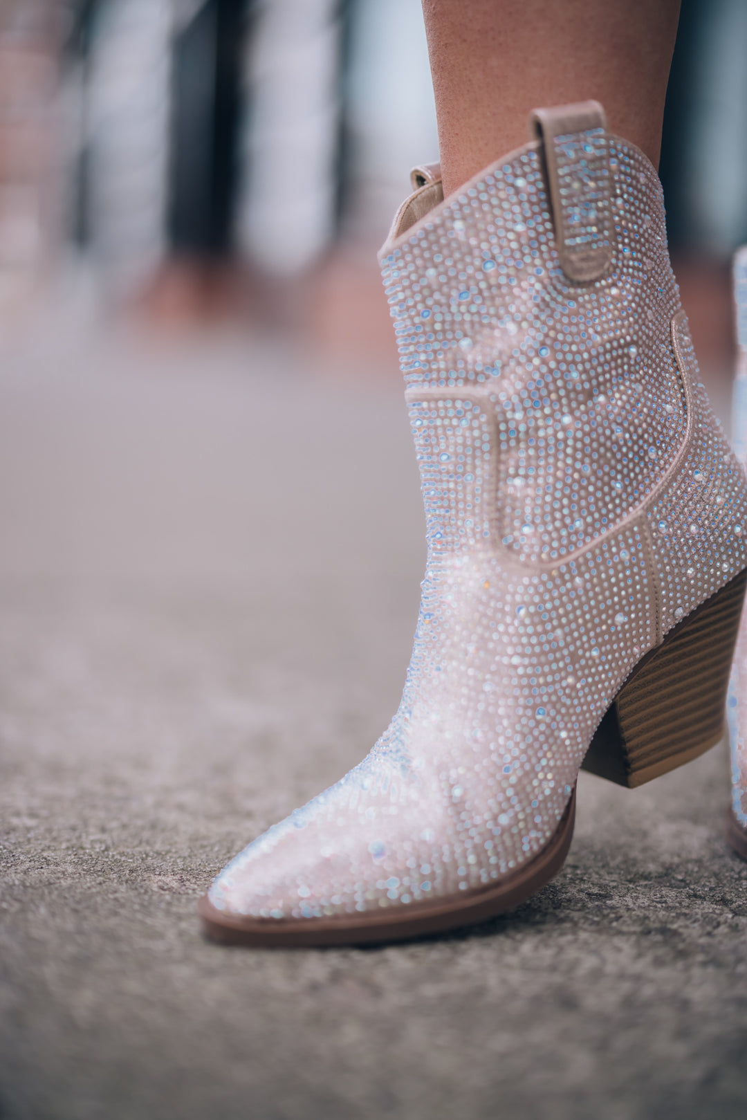 Howdy Rhinestone Cowboy Booties (Champagne)