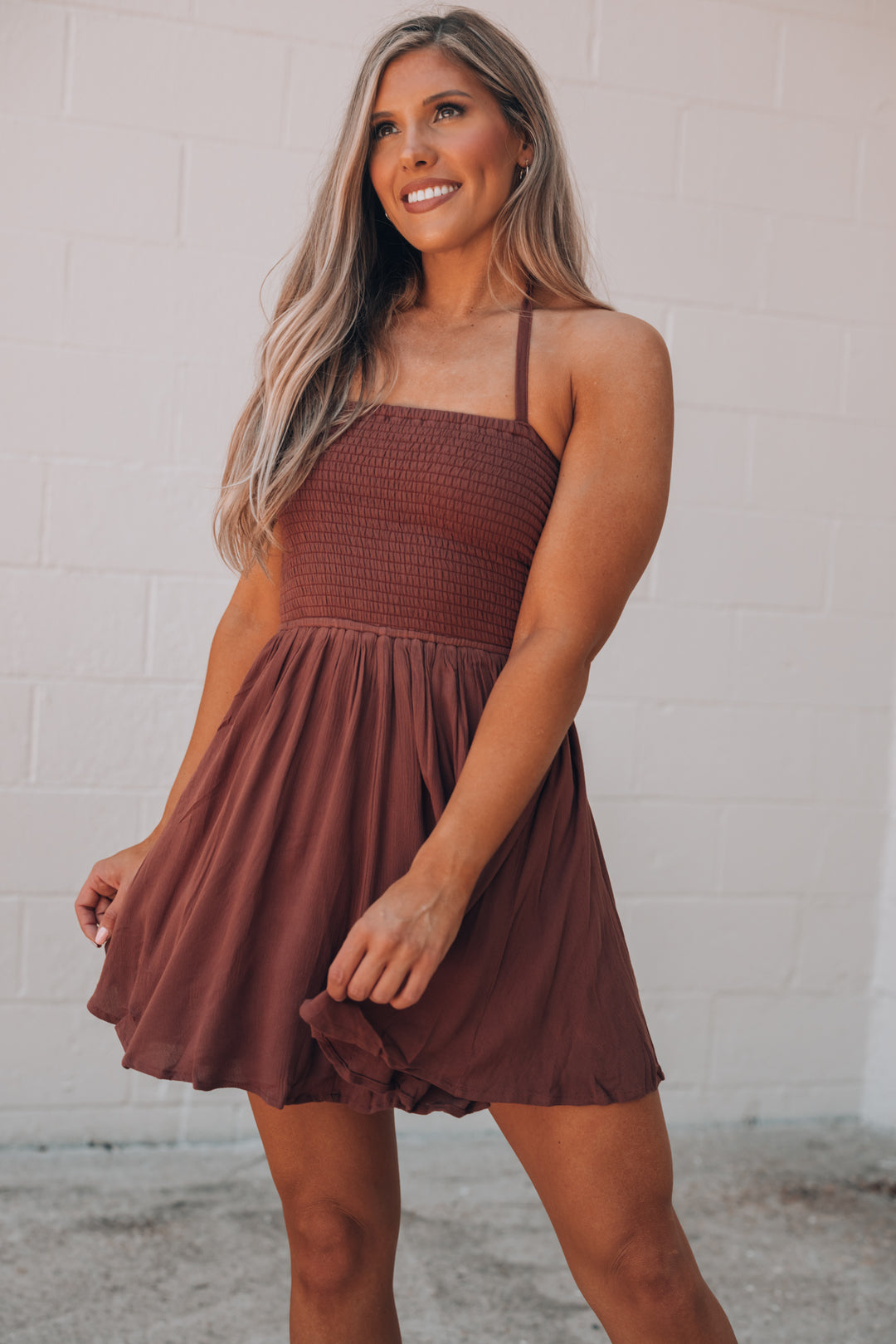 Natasha Mini Dress (Brown) FINAL SALE