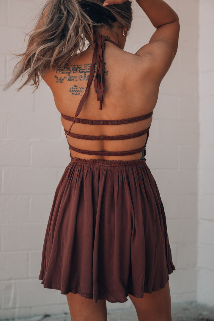 Natasha Mini Dress (Brown) FINAL SALE