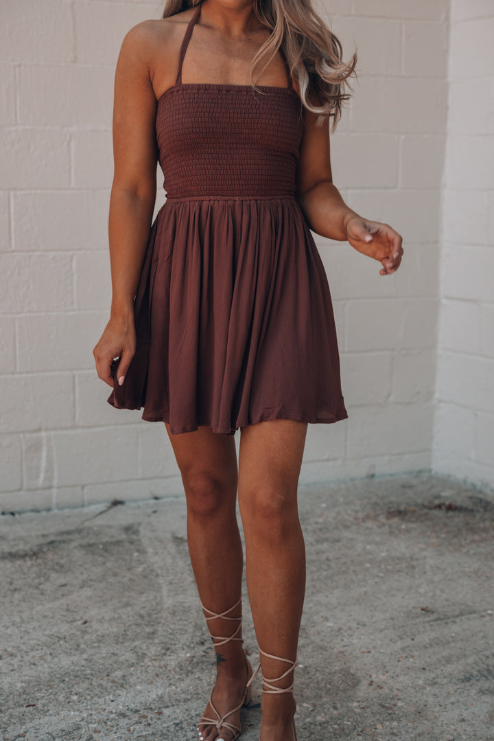 Natasha Mini Dress (Brown) FINAL SALE