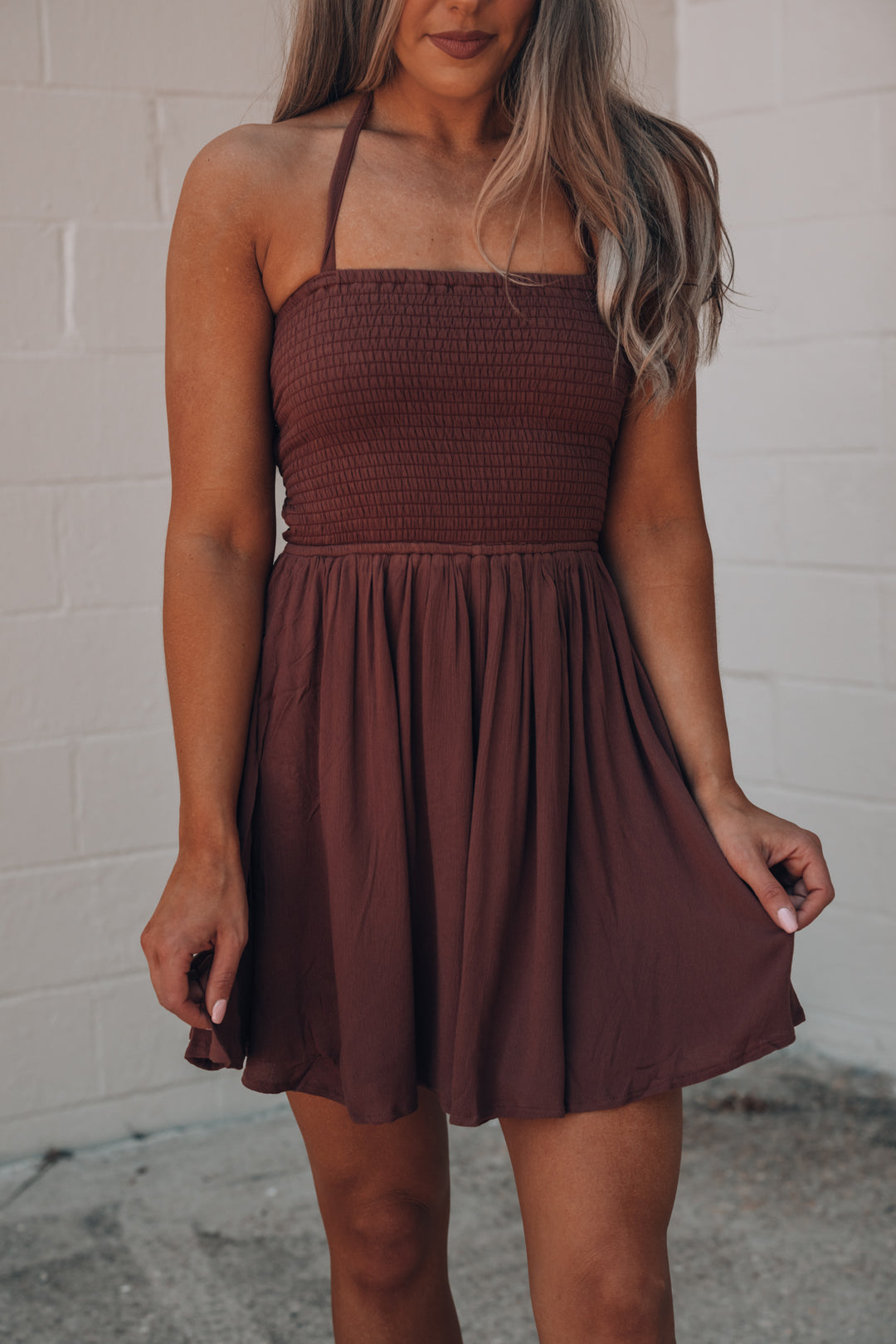 Natasha Mini Dress (Brown) FINAL SALE