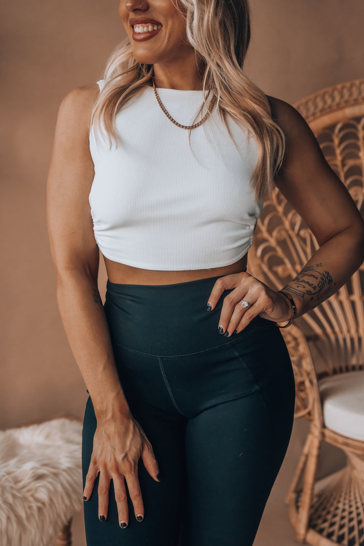 Bexley Ribbed Cutout Crop Top (Off White) FINAL SALE