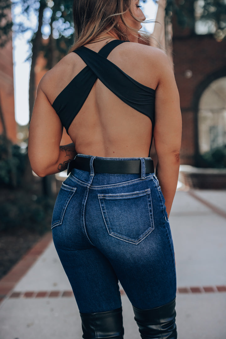 Backlash Open Back Bodysuit (Black) FINAL SALE