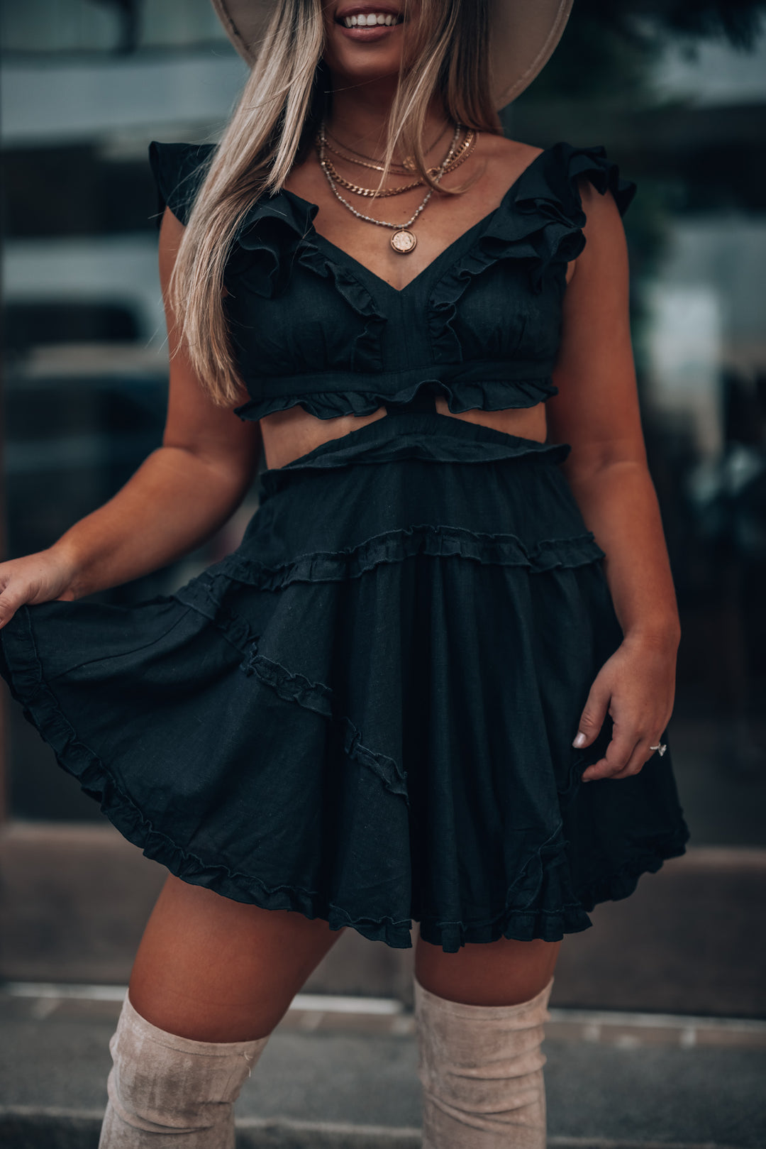 Cecilia Cutout Mini Dress (Black) FINAL SALE