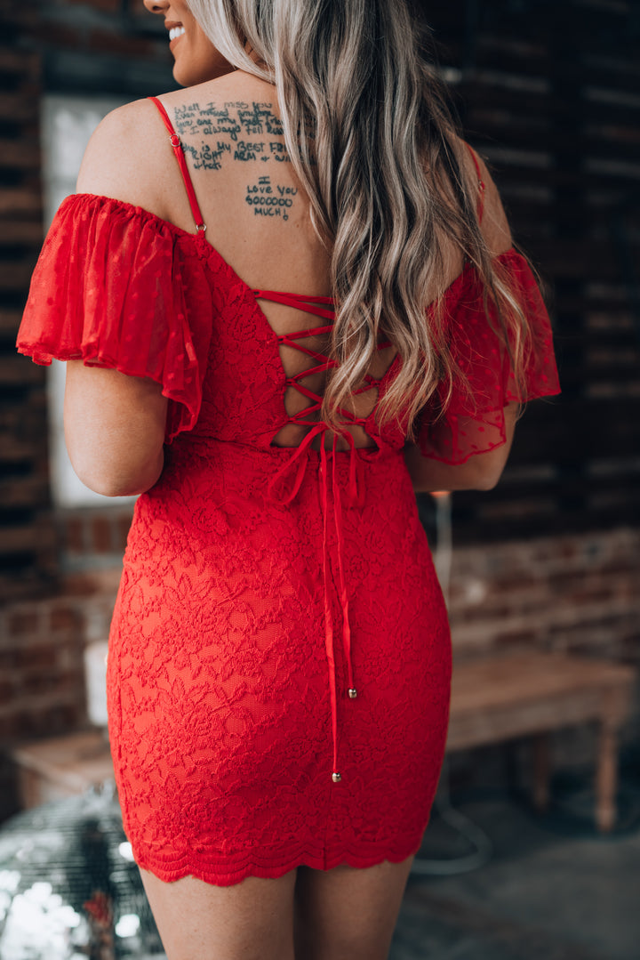 Red Hot Lace Mini Dress FINAL SALE