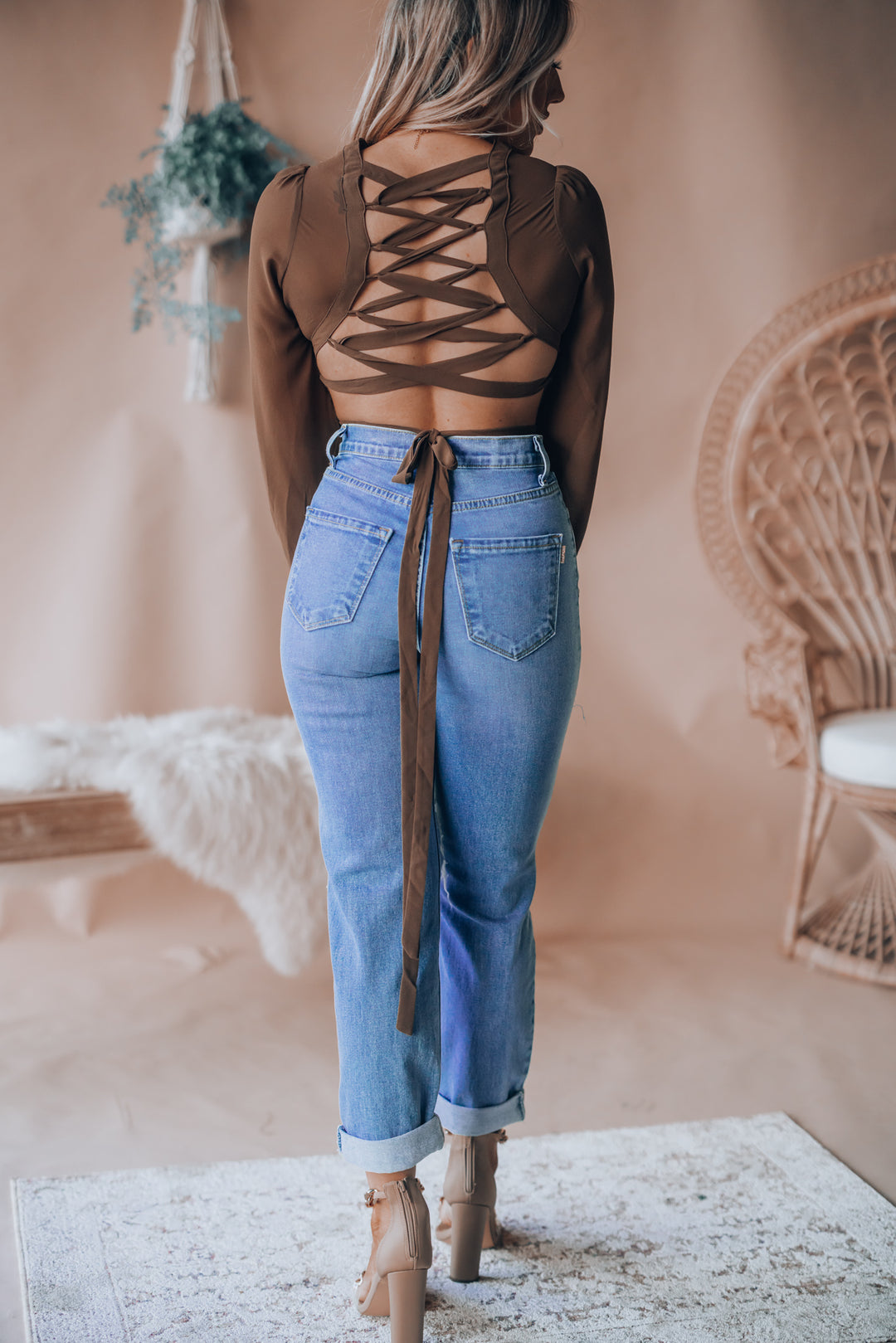 Wonder Of You Wrap Crop Top (Brown) FINAL SALE