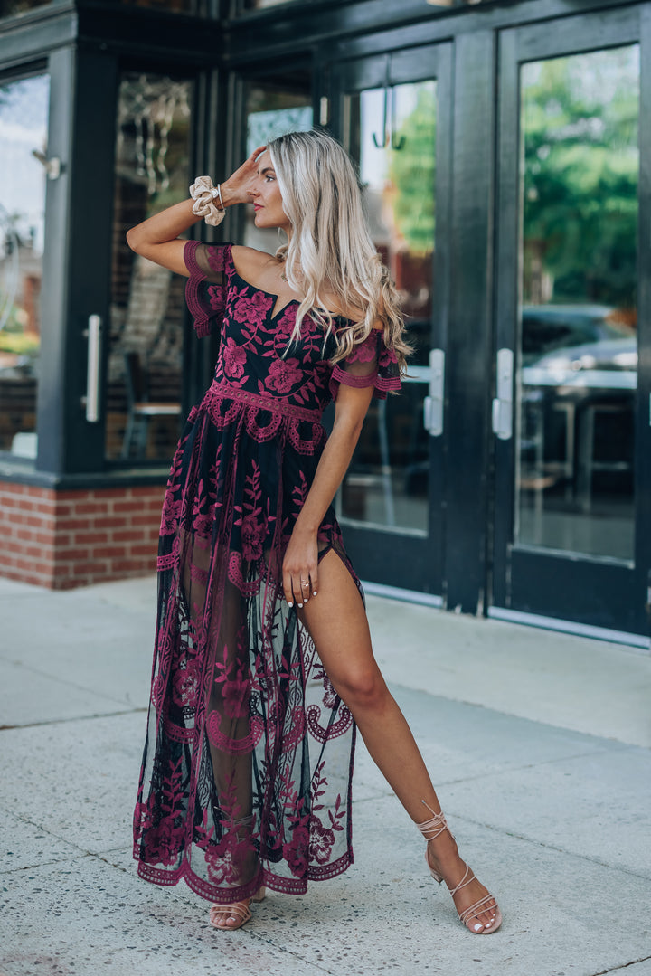 Canyon Lace Romper Dress (Black) FINAL SALE