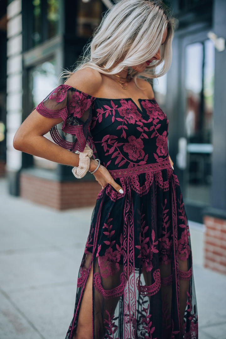 Canyon Lace Romper Dress (Black) FINAL SALE