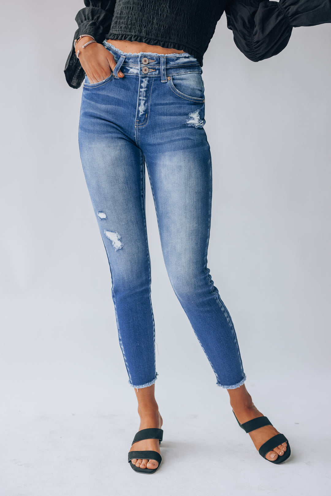 Drew Frayed Denim Jeans FINAL SALE