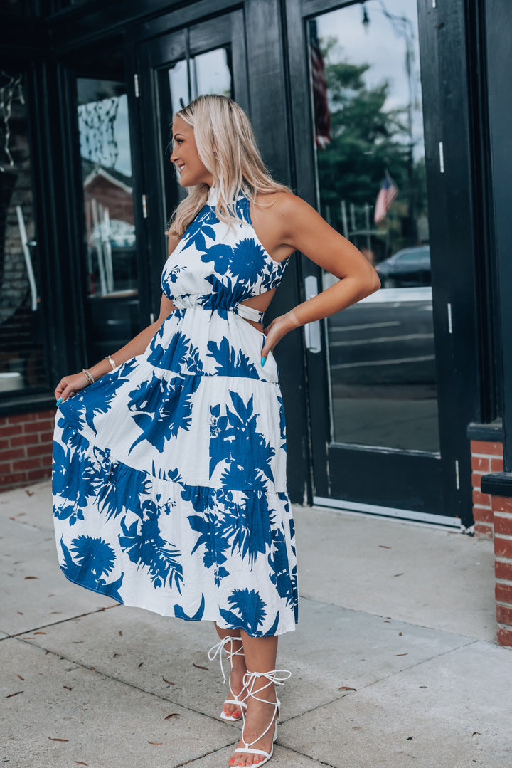 Sunsational Cutout Midi Dress (Navy) FINAL SALE