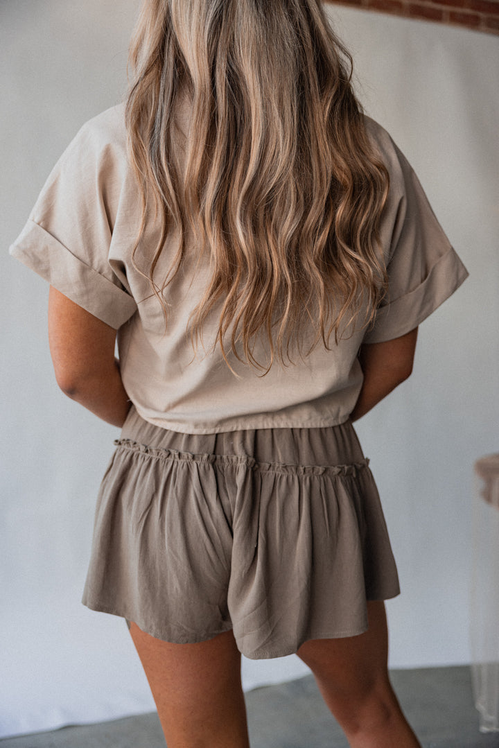 Moonlight Tie Crop Top (Taupe) FINAL SALE