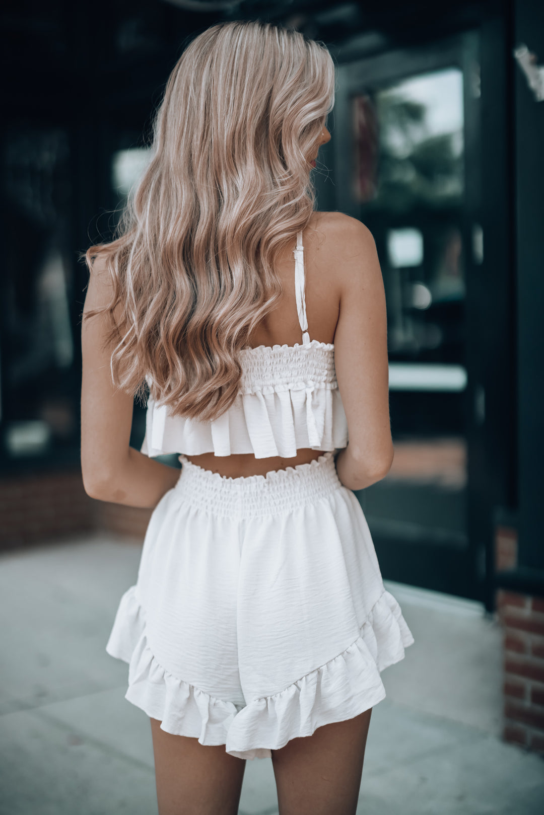 My Darling Ruffled Short Set (Off White) FINAL SALE