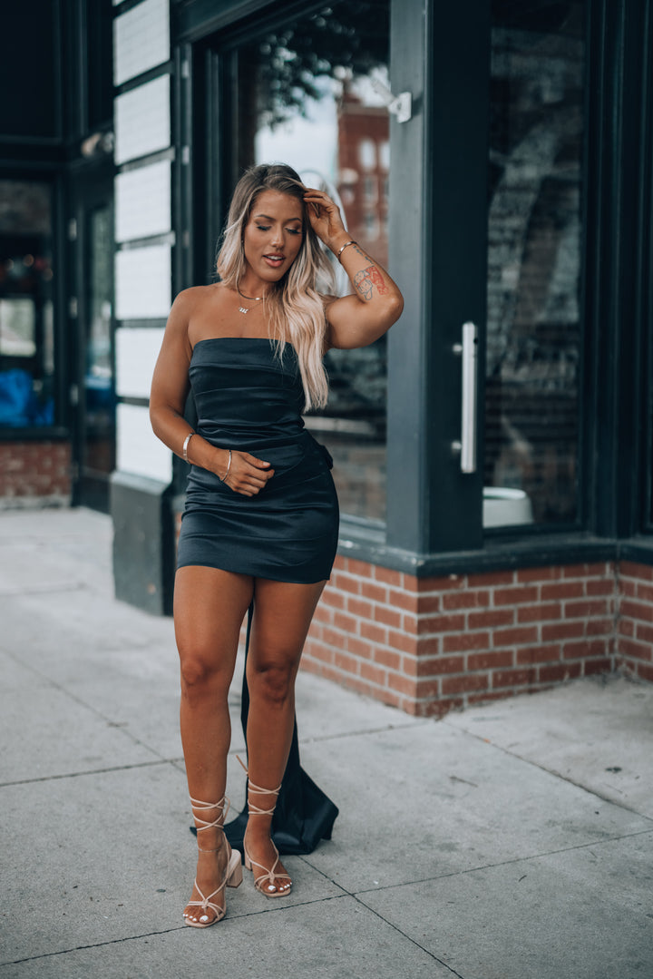 Quincy Bow Mini Dress (Black) FINAL SALE