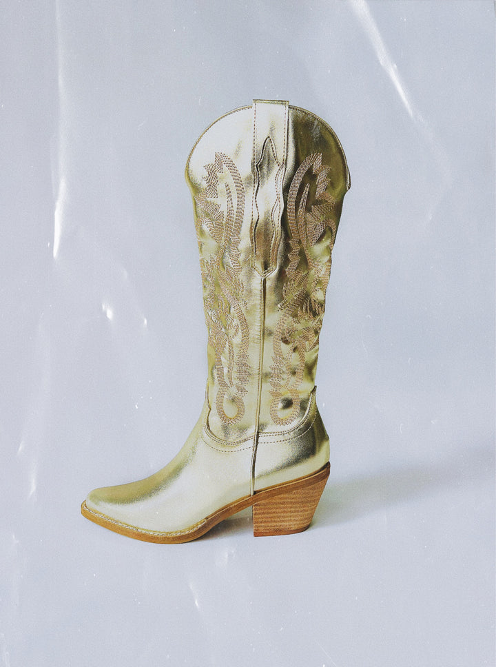 Tessa Metallic Cowboy Boots (Gold)